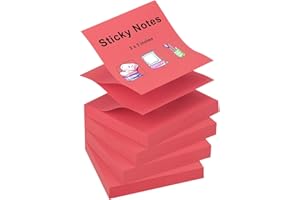 ZCZN 400 Sheets Pop-up Sticky Notes, 3 x 3 Inches, 4 Pads Bright Color Self-Stick Notes, 100 Sheets/Pad, Red