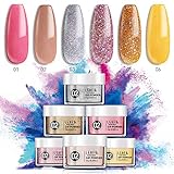 Dip Powder Nail Set Dipping Powder Refill Set 6 Dip Powder Colors 0.83oz for Nail Dip Kit Easy Use for Nail Dipping Powder Starter Kit No UV/LED Lamp Needed.