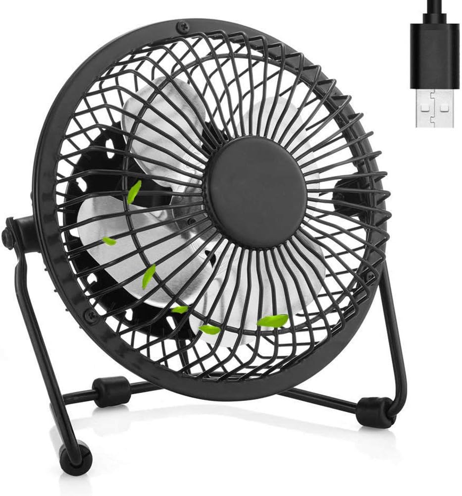 Desk Fan with USB Mini Desktop Cooling Fan 6 Inch Metal Blades for PC Computer Laptop with 360 Degree Rotation and Adjustable Angle for Office Black by KAISHAN