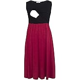 Smallshow Women's Sleeveless Nursing Dresses Patchwork Maternity Breastfeeding Dress