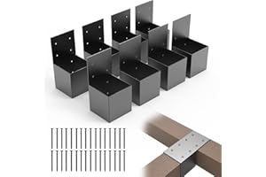 YEOOE 8 Pack Pergola Brackets 4x4 (Actual: 3.5x3.5 Inch), Rafter Post Brackets Deck Railing Brackets, Pergola Connectors Wall Mount Bracket Kit for Lumber Pergola Gazebo Sunroom Carport