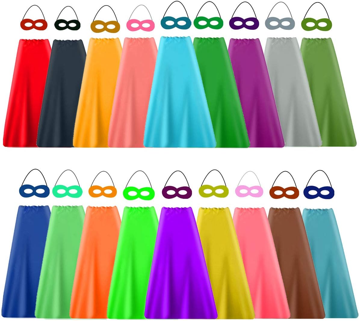 YIISUN Superhero Capes Plain Capes for Kids to Decorate Kids Dress for Birthday Dress up Capes Party Favors Bulk Pack 18 Capes with 18 Masks Different Color