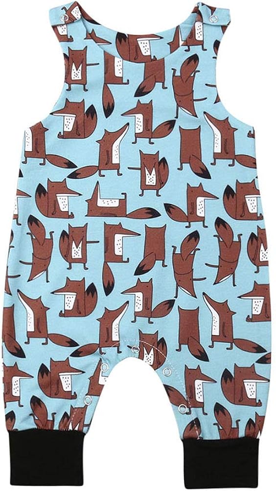 Newborn Kid Baby Boy Girls Print Sleeveless Romper Jumpsuit Outfits Summer Clothes