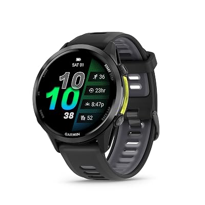 Garmin® Forerunner® 970, Premium GPS Running and Triathlon Smartwatch, AMOLED Display, Built-in LED Flashlight, Carbon Gray DLC Titanium with Black Case and Translucent Whitestone Band