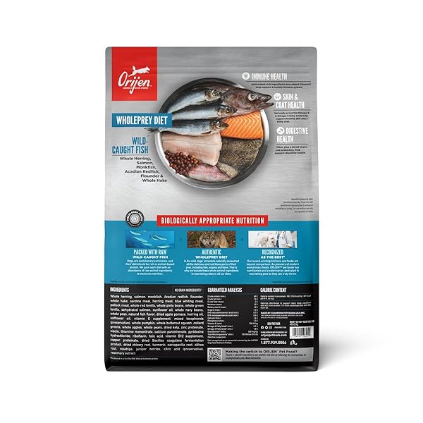 ORIJEN GRAIN FREE POULTRY FREE HIGH PROTEIN DRY DOG FOOD SIX FISH RECIPE 4.5LB BAG