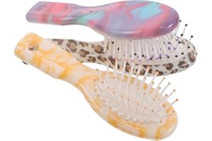 VICASKY 3pcs Mini Travel Detangling Hair Brushes with Airbag Massage Comb Leopard Print Portable Pocket