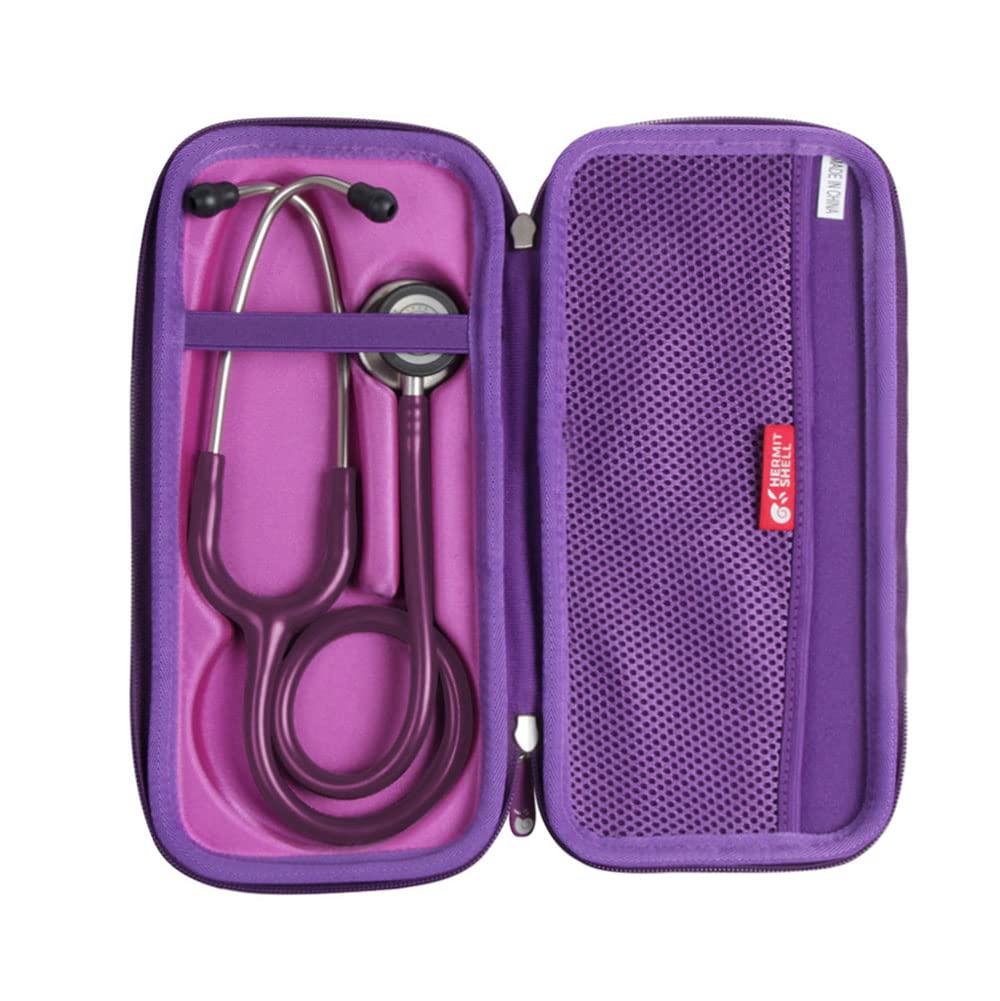 Hard Travel Case for 3M Littmann Classic III Monitoring Stethoscope by Hermitshell (Purple)