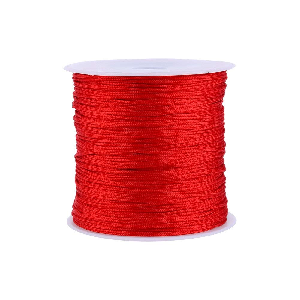 Dingln 100M X 0.8mm Nylon Chinese Knot Cord Rattail Macrame Shamballa Thread String Red