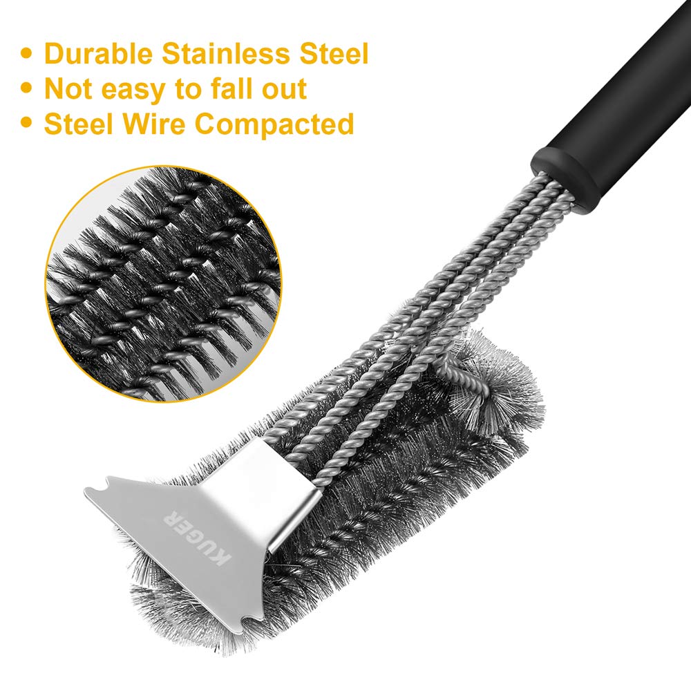 Kuger BBQ Grill Brush and Scraper, Barbecue Wire Grill Brush 18\