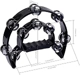 igadgitz Xtra U7236 Double Half Moon Tambourine Black view 2