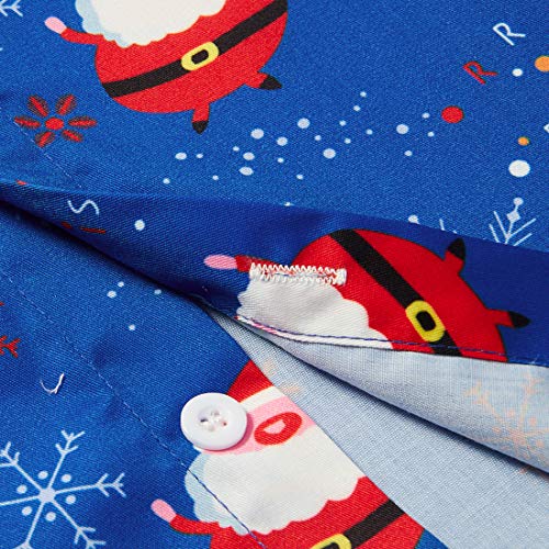 RAISEVERN Männlich Hawaiihemd Phantasie Neuheit Santa Schneemann Muster Langarm Shirts Schneeball Gedruckt Tops Blusen für Brothers Daddy\'s