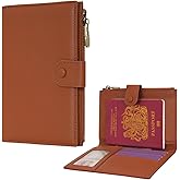 WASON Leather Passport Cover Travel Wallet RFID Blocking – Passport Holder Slot with Zipper Pocket for lD, Boarding Pass,Ticket, Cash, SD Card, Travel Essentials for Men and Women (Brown)