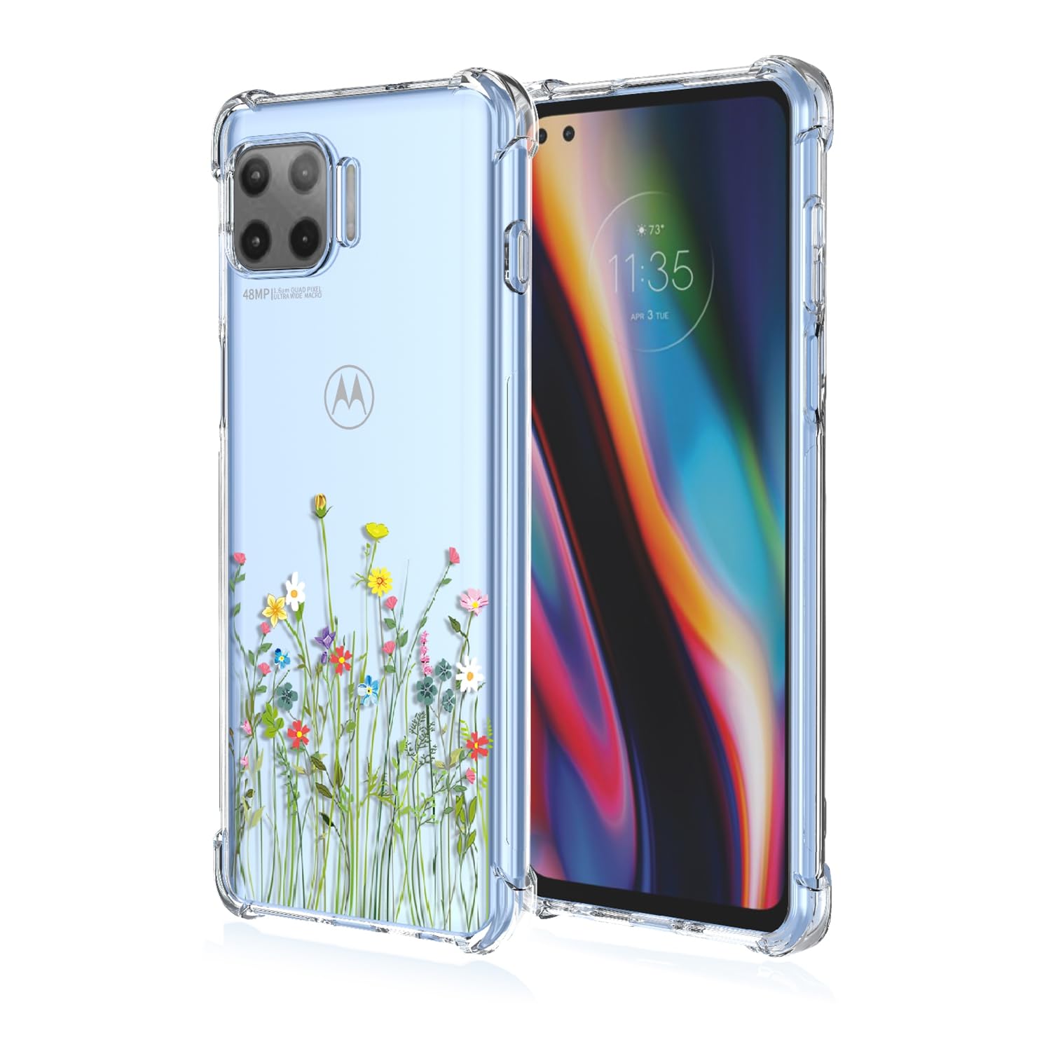 GTBDEKI Phone Case for Moto G 5G Plus Case, Moto One 5G XT2075 Case, Clear Case with Flower Floral Patterns Protective Phone Cover Cases for Motorola Moto G 5G Plus Bouquet