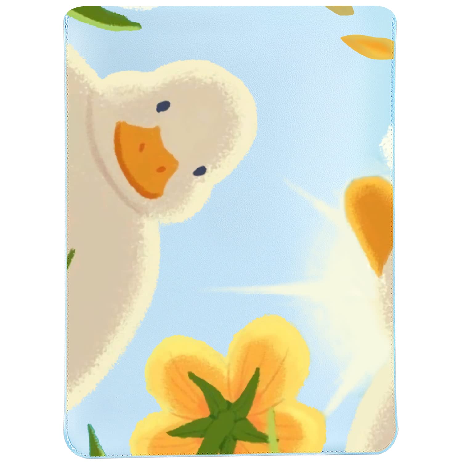MAYCARI Cute Duck Painting Laptop Sleeve Bag 12-13 inch, Slim Light Weight Fuax Leather Protective Computer Cover Compatible with iPad 12.9" MacBook Pro 13"(2016-2020) MacBook Air 13"(2018-2020)