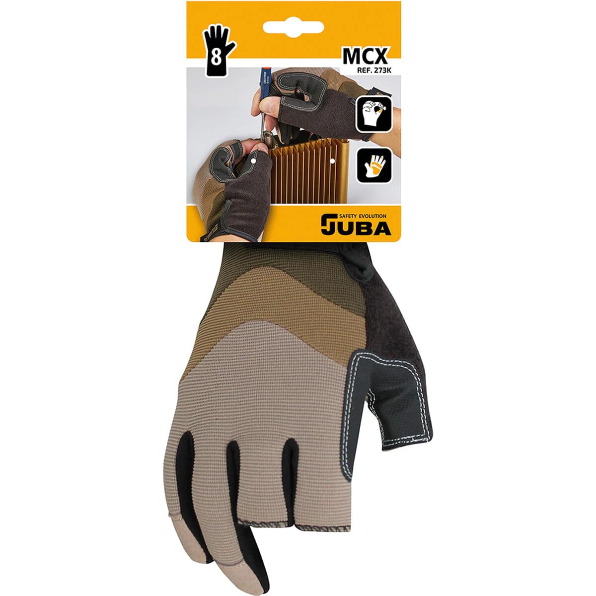 Juba G faux leather and rfzo, PVC palm and elastane back, black brown, Size 10