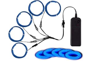 MaxLax Blue EL Wire, Noise Reduction Neon Lights Wire 5 in 1 Meter, Electroluminescent Wire for Halloween, Christmas Party, DIY Decoration…