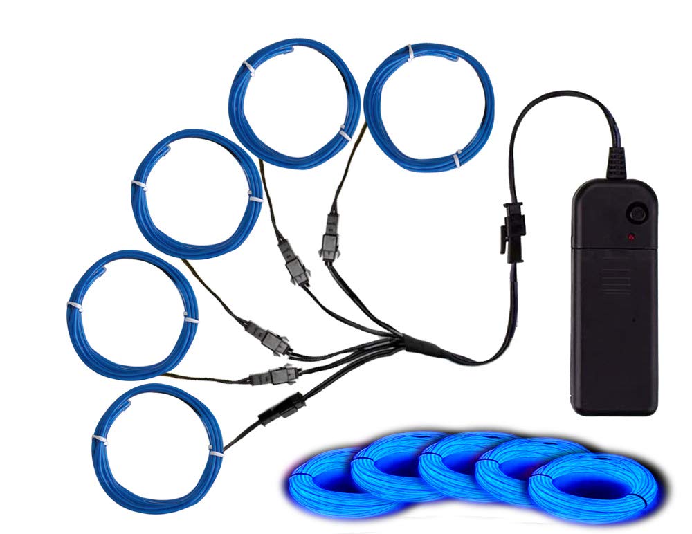 Balabaxer EL Wire Blue, Noise Reduction Neon Lights Wire 5 in 1 Meter, Electroluminescent Wire for Halloween, Christmas Party, DIY Decoration…