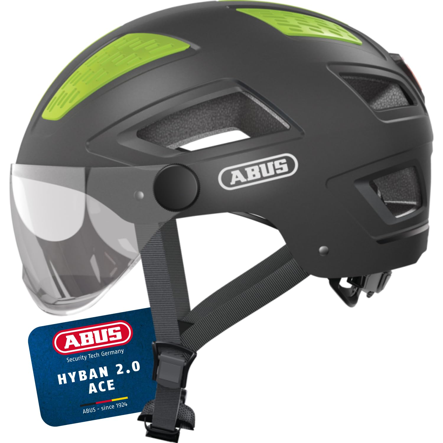 ABUS Stadthelm Hyban 2.0 ACE - Fahrradhelm mit Visier, Licht und ABS-Hartschale - für Damen und Herren - Grau (titan), Größe XL
