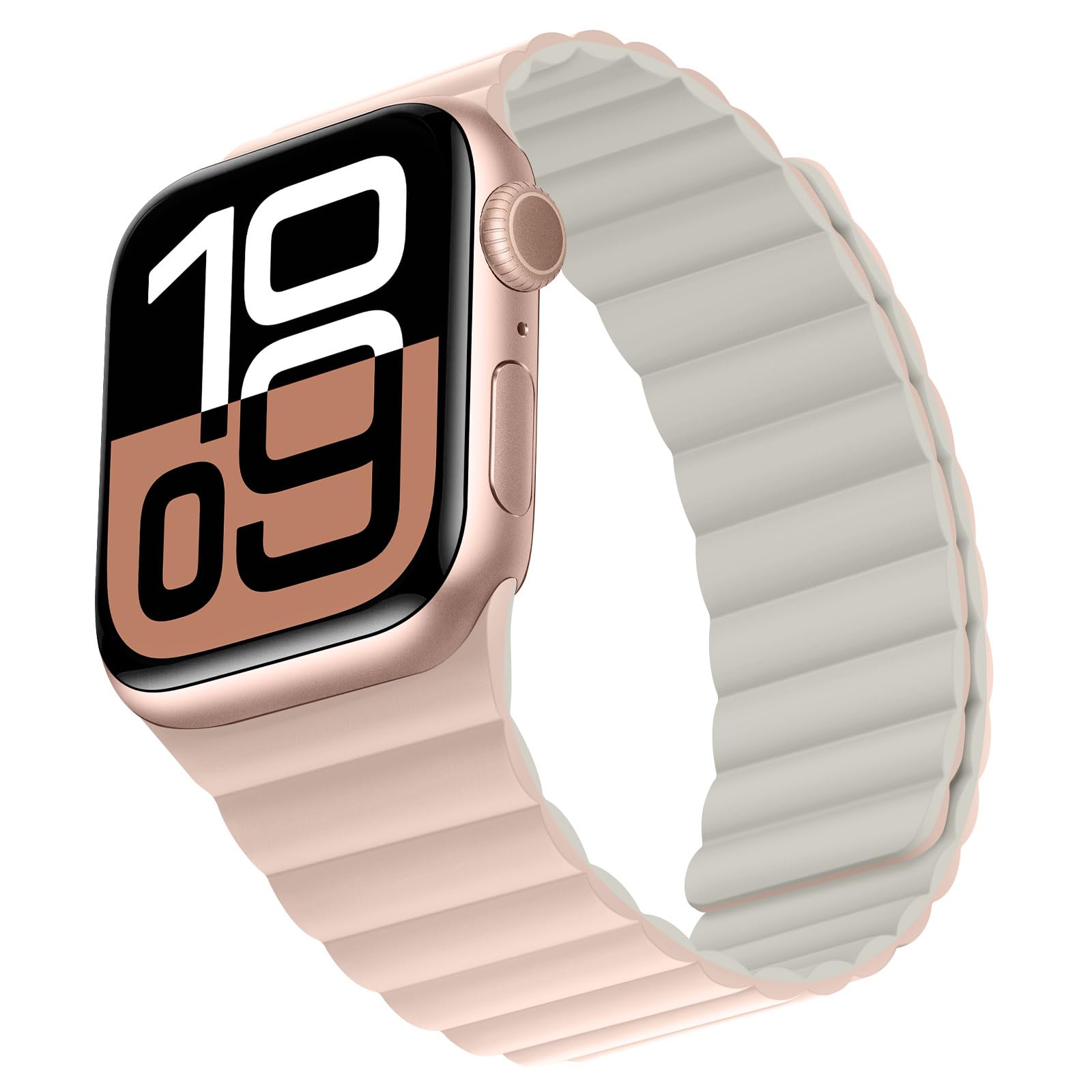 Bisikor Compatible with Apple Watch Band 49 46 45 44 42 41 40 38mm, Double Sided Wearable Silicone Magnetic Strap for iWatch Ultra SE Series 11 10 9 8 7 6 5 4 3 2 1 (38/40/41/42, Pink/Beige)