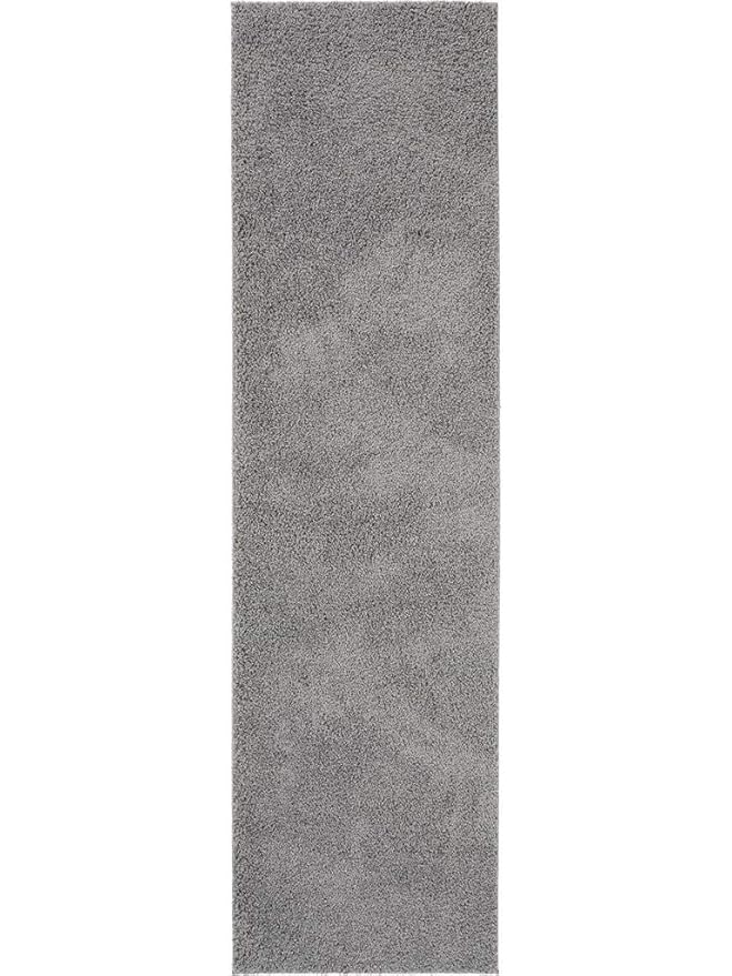 benuta Hochflorteppich Swirls Shaggy Langflor Grau 80x300 cm Kunstfaser