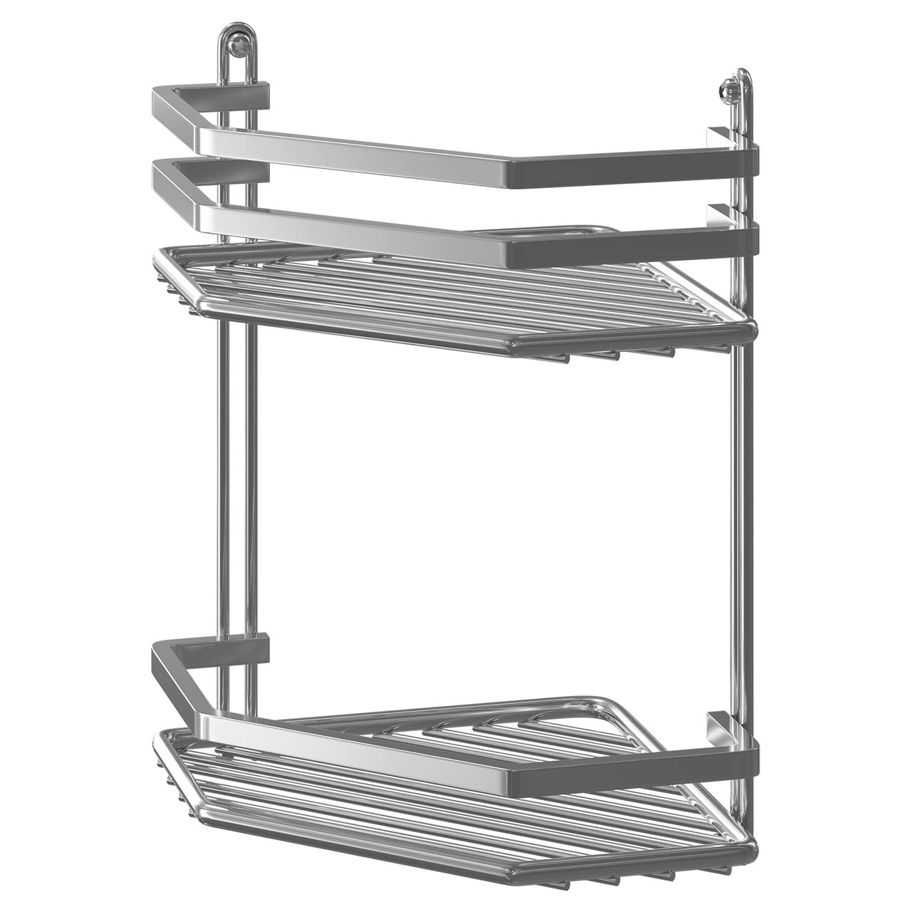 Swedish Chrome 2 Shelf Corner Caddy with 5 Year Guarantee Size: 20X30X20 by Satina