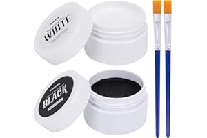 UDUOLER Black and White Face Paint,Halloween Skeleton Face Paint Kit with 2Pcs Painting Brushes,Water Based Body Paint for Adults & Kids,SFX Makeup Palette for Zombie,Joker,Clown,Cosplay,Costume,Theater