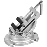 Multi-Angle Bench Clamp with Heavy-Duty Vise Function: 0-90&deg; Tilt, 360&deg; Swivel Base, 3" Jaw, Cast Iron &amp; Powdered Metallurgy Jaws for Woodworking, Drilling, Milling DIY