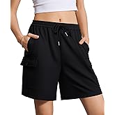 IVIR Women's Bermuda Shorts Sweat Shorts Knee Length Comfy Cotton Long Shorts with 4 Pockets for Summer Casual Hiking