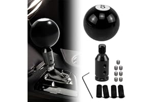 RYANSTAR RACING Black 8 Ball Shift Knob for Manual Transmission - Aluminum Adapter Ring, Premium Acrylic & Metal Construction