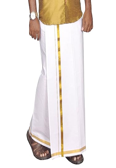 Men's Cotton Dhoti (White, 36)