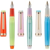3 Jinhao 82 Fountain Pen Transparent Mixed Macaron Color Acrylic Medium Point Gold Trim with Converter Set