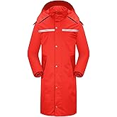 iCreek Raincoat Waterproof Long Rain Jacket Lightweight Rainwear Reflective with Packable Hood for Men Women Adults
