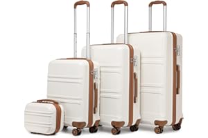 Kono 4 Piece Luggage Sets Lightweight with Spinner Wheels TSA Lock Hardside Travel Rolling Suitcases 20in 24in 28in Carry on and 12in Mini Cosmetic Case Cream White