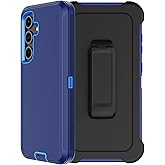 RubCase for Samsung Galaxy S24 FE Case with Belt Clip Holster, 2 x Screen Protector, Heavy Duty Military Grade Full Body Shockproof Rugged Protective Cover for Samsung Galaxy S24 FE Blue