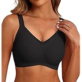 SHIJIALI Wireless Push Up Bra V Mesh Detail Wide Straps Seamless Comfort Support Lift Full Coverage Everyday Bralettes