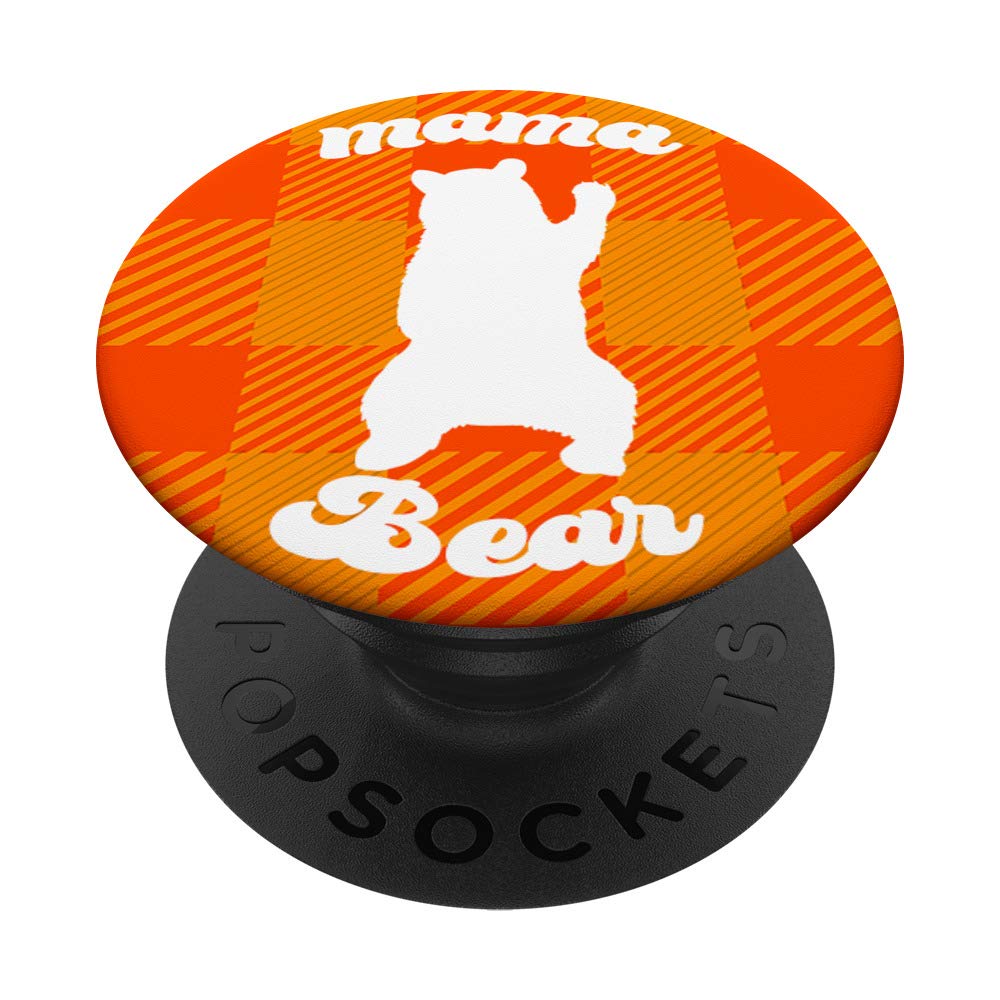 Checkered Orange Buffalo Plaid Mama Bear Mom Christmas Gift PopSockets PopGrip: Swappable Grip for Phones & Tablets