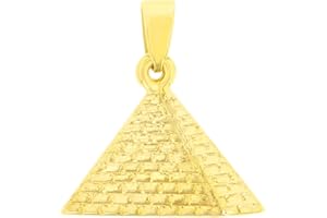 Jewelry America 14K Yellow Gold Satin Polished Egyptian 2D Pyramid Pendant