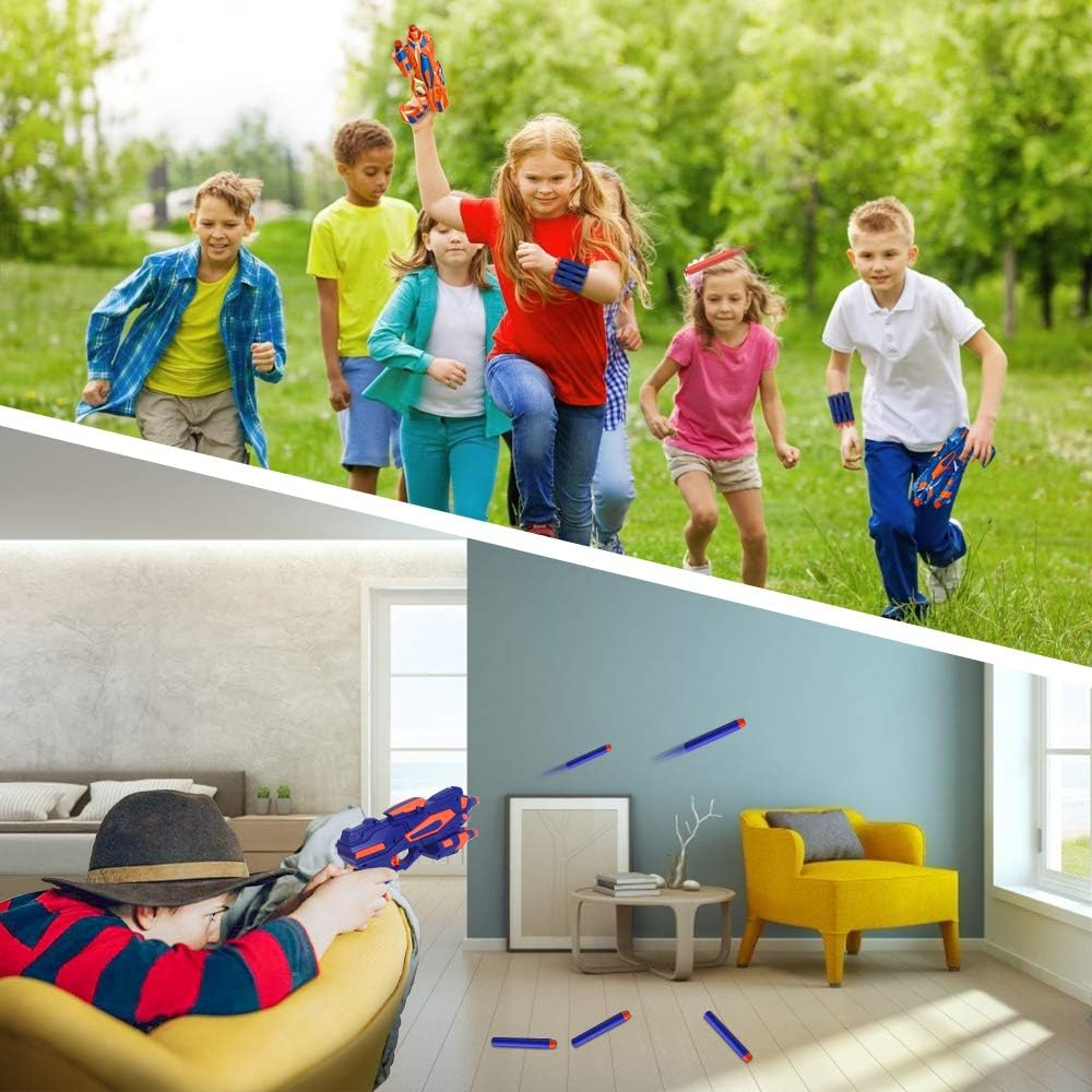 RegeMoudal 2 Pack Blaster Toy Guns Foam Bullet Toy Gun with 2 Foam Dart Wrist Band and 60 Pack Refill Soft Foam Darts Hand Gun Toys for Kids: Toys & Games