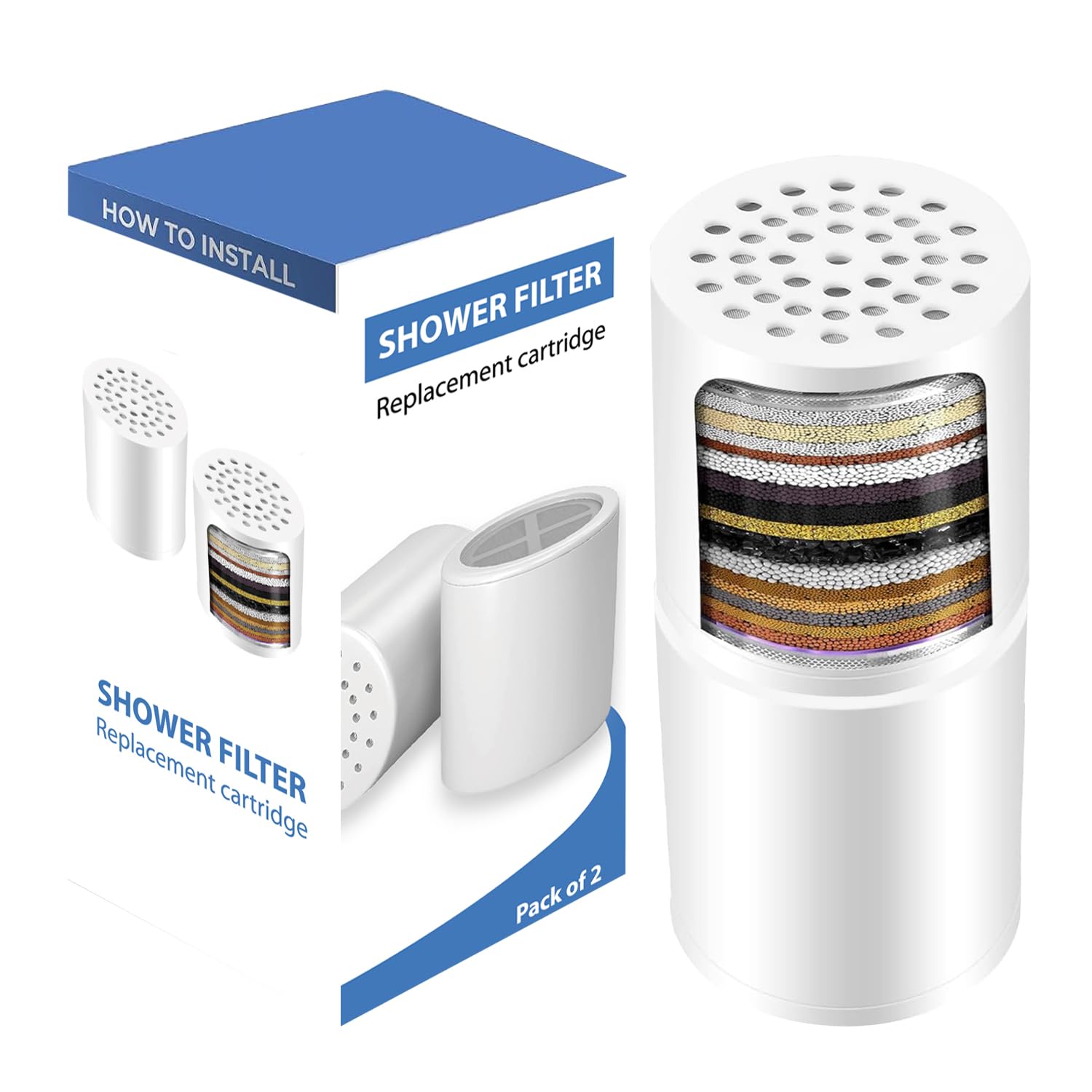 Universal Replacement 34-Stage Shower Filter Cartridge for Hard Water, Filter Cartridge - Reduces Chemicals Chlorine