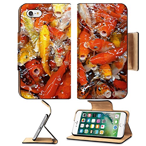 MSD Premium Apple iPhone 7 iPhone7 Flip Pu Leather Wallet Case fancy carp or koi fish in pond IMAGE 43431159