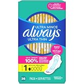 Always Pads Ultra Thin Size 1-36 Count Regular, 36 Count(Pack of 3)