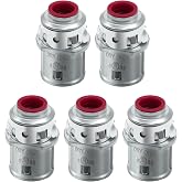 AIRTAK 5-Pack 3/8" Snap-In MC Connectors, 1/2" Knockout, UL Listed | Fits 14/2-10/3 MC/AC cable and 1/2 in. knockouts; zinc die-cast construction with an insulated throat for metal outlet boxes.