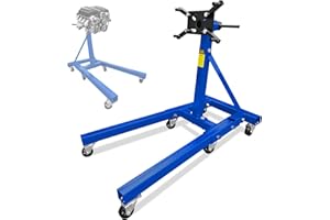 LOCKIETTA Heavy Duty Foldable Engine Stand 2000LBS Capacity, 360 Degree Rotating Head and Adjustable Arms for Auto Repair, Vehicle Maintenance, 6-Universal Casters, Blue