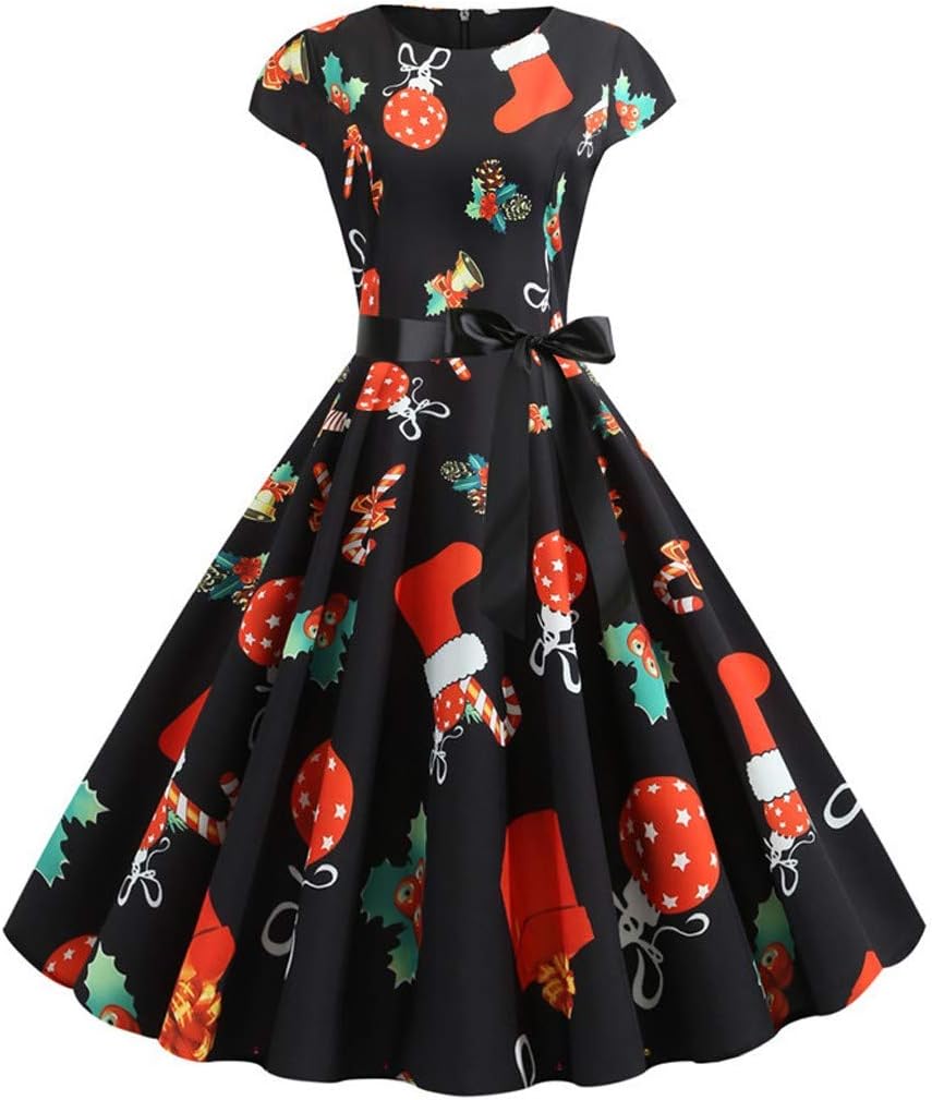 LIGESAY Christmas Dress Women, Christmas Jumpers Women Funny Ladies Christmas Jumper Ugly Bow VintageJumper Dress Red Novelty Christmas Jumper Secret Santa Gifts Plus Size