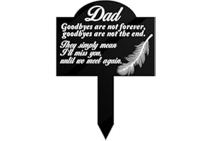 YANGMICS DIRECT Dad Memorial Stake Markers for Cemetery Grave Sympathy Acrylic Feather Plaque for Outdoors Yard Garden Decoration Goodbye Are not Forever