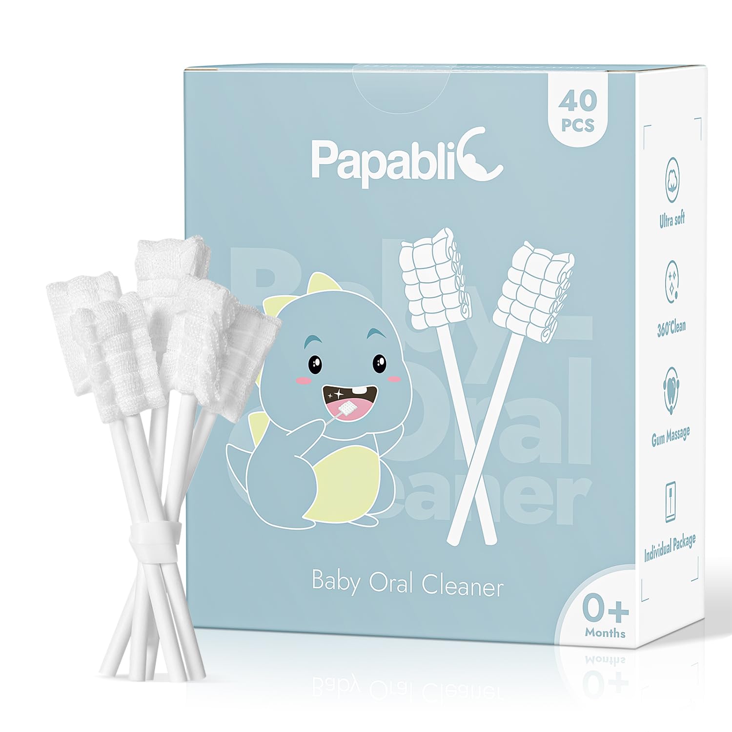 Photo 1 of Papablic Baby Tongue Cleaner, Baby Oral Cleaner, Disposable Infant Mouth Cleaner Newborn, Upgrade Gum Cleaner with Paper Handle or Infants Ages 0-2 Years, 40 Pack