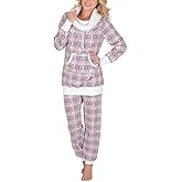 PajamaGram Womens Pajama Sets - Cozy Pajamas For Women, Shearling Rollneck