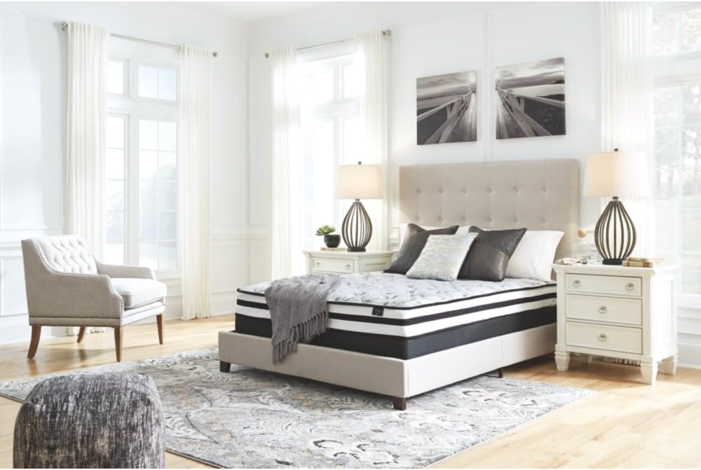 Ashley Chime 8 Inch Firm Hybrid Mattress - CertiPUR-US Certified Foam, Full: Furniture & Decor
