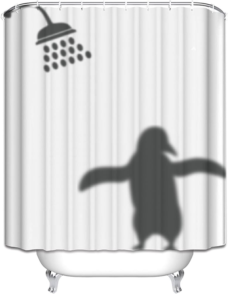 Amazon Com Prime Leader Shower Penguin Shadow Waterproof Bathroom Fabric Shower Curtain 36 W X 78 H Extra Long Bath Decorations Bathroom Decor Sets With Hooks Home Kitchen