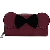 Loungefly Disney Minnie Mouse Quilted Zip Around Wallet with Velvet Bow